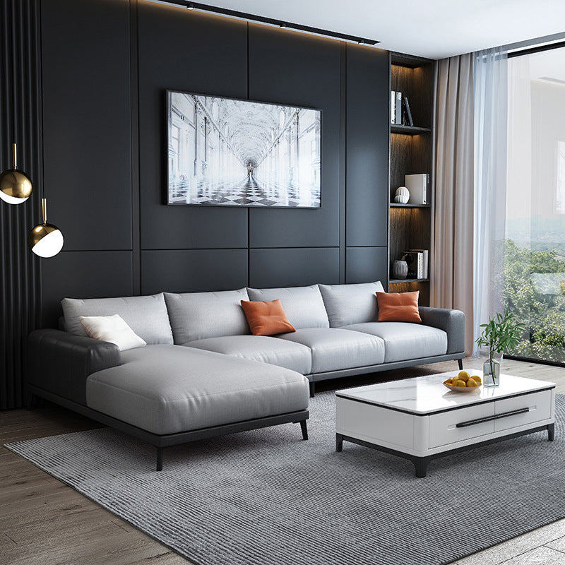 Braccio quadrato sciolto retro sezionale con chaise fauci in pelle 4 posti sezionale