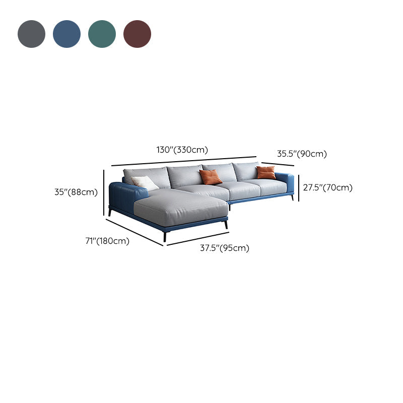Braccio quadrato sciolto retro sezionale con chaise fauci in pelle 4 posti sezionale