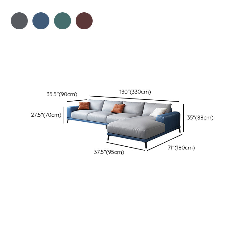 Braccio quadrato sciolto retro sezionale con chaise fauci in pelle 4 posti sezionale