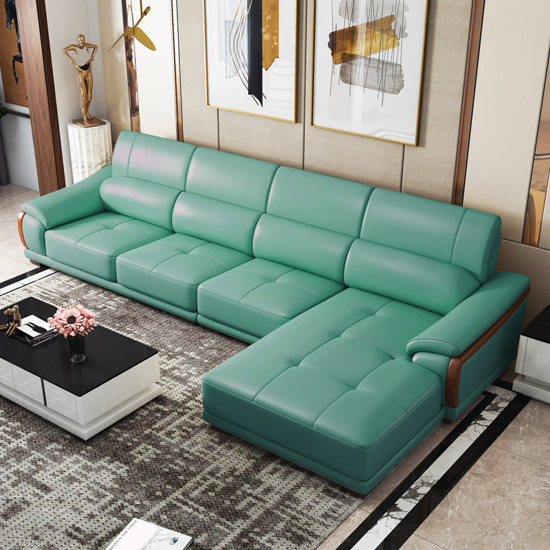 141,73 "a forma di L larga a L vera cuscino in pelle vera braccio sezionale