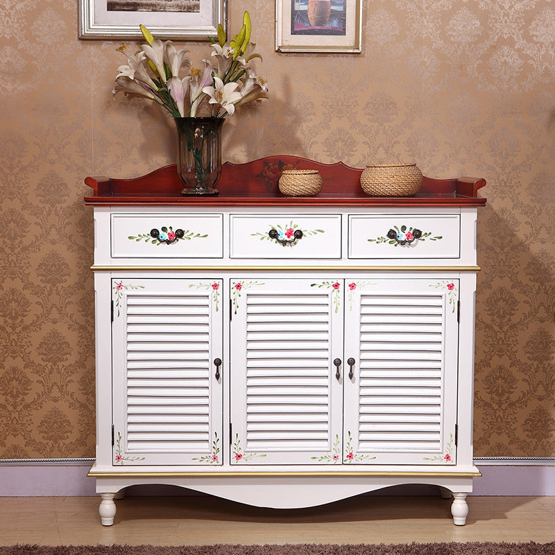 47.2" Tall 2/3 - Door Hand Painted Accent Cabinet with Drawers - Wood