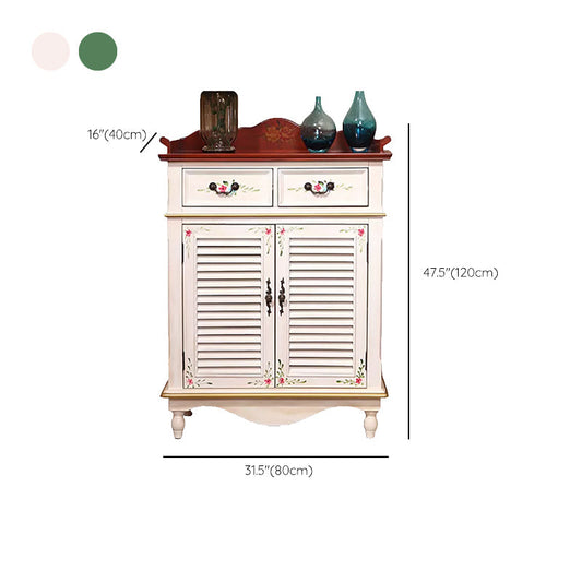 47.2 "高さ2/3-引き出し付きドアハンドペイントアクセントキャビネット - 木材