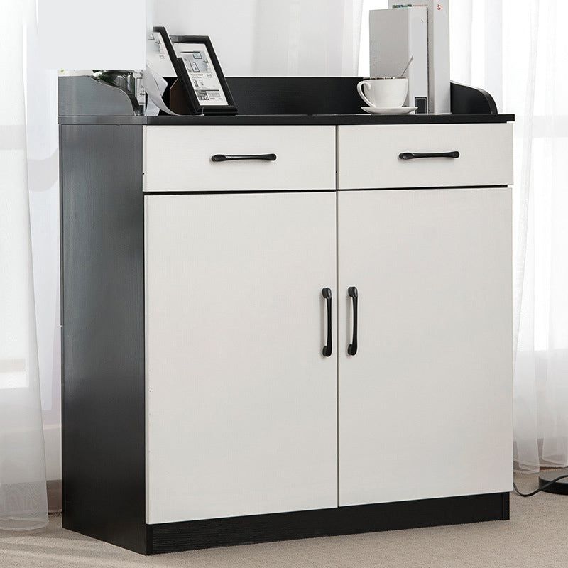 35.4" Tall 2 - Door and 2 - Drawer Accent Cabinet Faux Wood Storage Cabinet Black-White Clearhalo 'Cabinets & Chests' 'cabinets_chests' 'furn' 'furn_cabinets_chests' 'Furniture' 'Living Room Furniture' 6290864