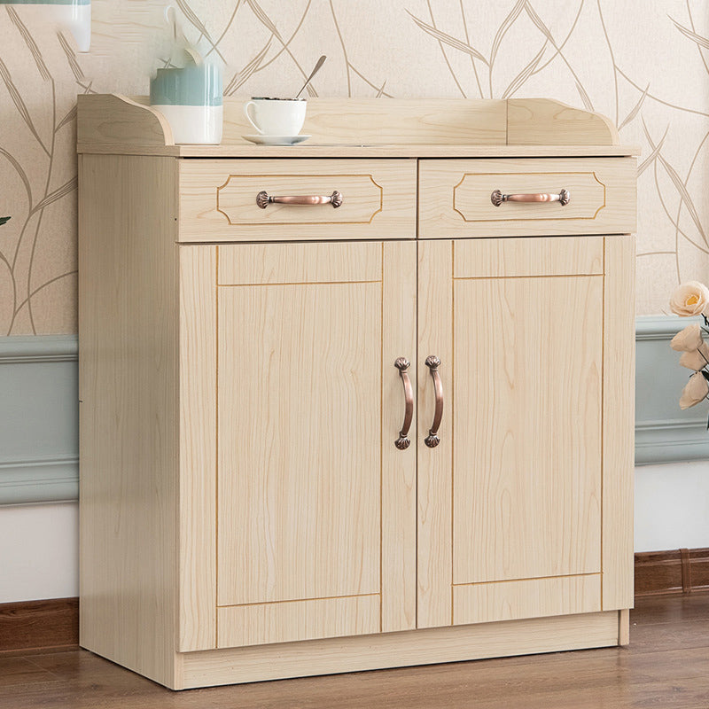 35.4" Tall 2 - Door and 2 - Drawer Accent Cabinet Faux Wood Storage Cabinet Natural Wood Antique Bronze Clearhalo 'Cabinets & Chests' 'cabinets_chests' 'furn' 'furn_cabinets_chests' 'Furniture' 'Living Room Furniture' 6290867