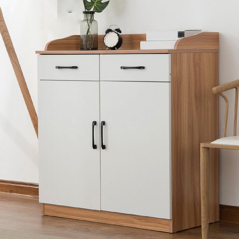 35.4" Tall 2 - Door and 2 - Drawer Accent Cabinet Faux Wood Storage Cabinet Natural Wood White Clearhalo 'Cabinets & Chests' 'cabinets_chests' 'furn' 'furn_cabinets_chests' 'Furniture' 'Living Room Furniture' 6290871