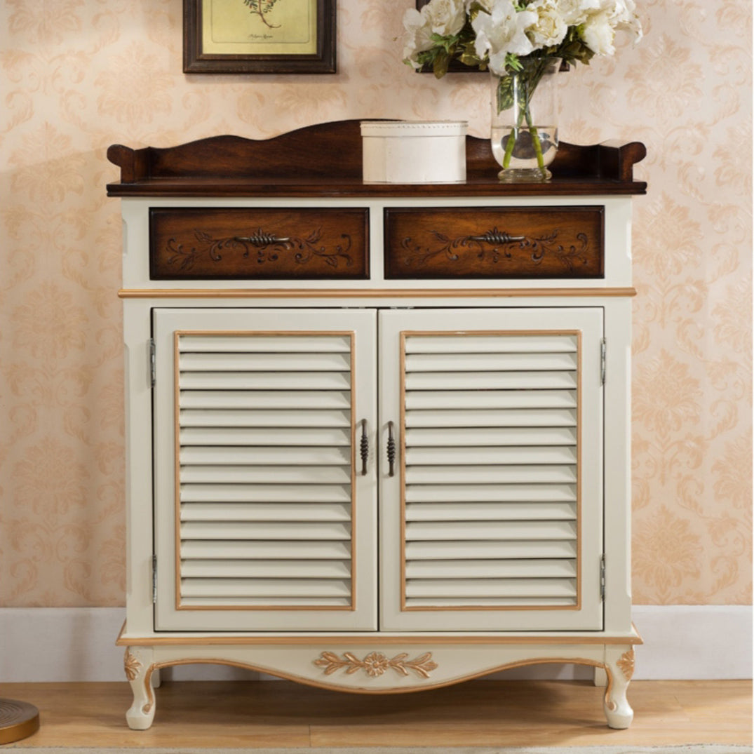 45.3 "de alto 2 - gabinete de puertas de mediados de siglo gabinete de almacenamiento de madera desgastada con 2 cajones