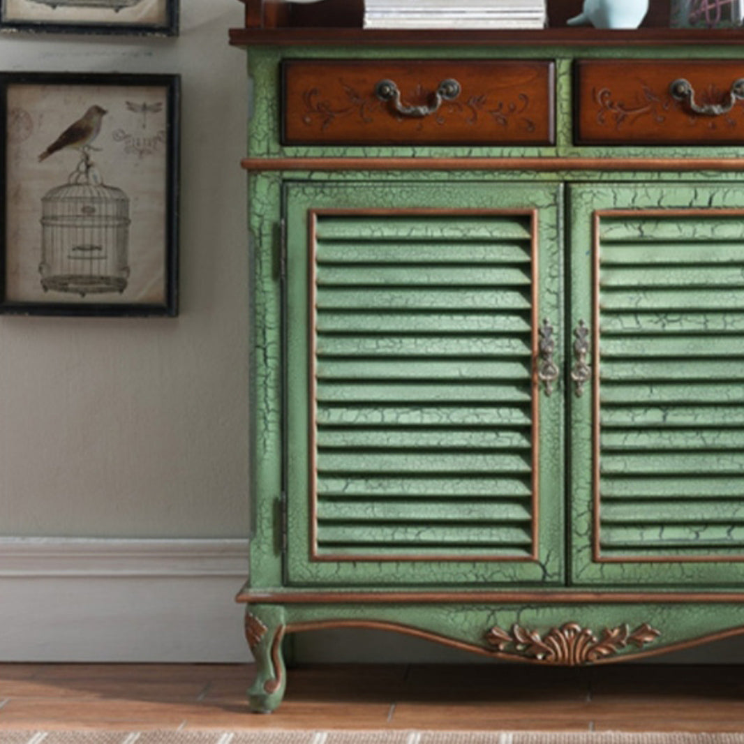 45.3 "de alto 2 - gabinete de puertas de mediados de siglo gabinete de almacenamiento de madera desgastada con 2 cajones