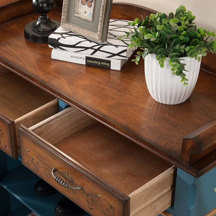 45.3 "de alto 2 - gabinete de puertas de mediados de siglo gabinete de almacenamiento de madera desgastada con 2 cajones