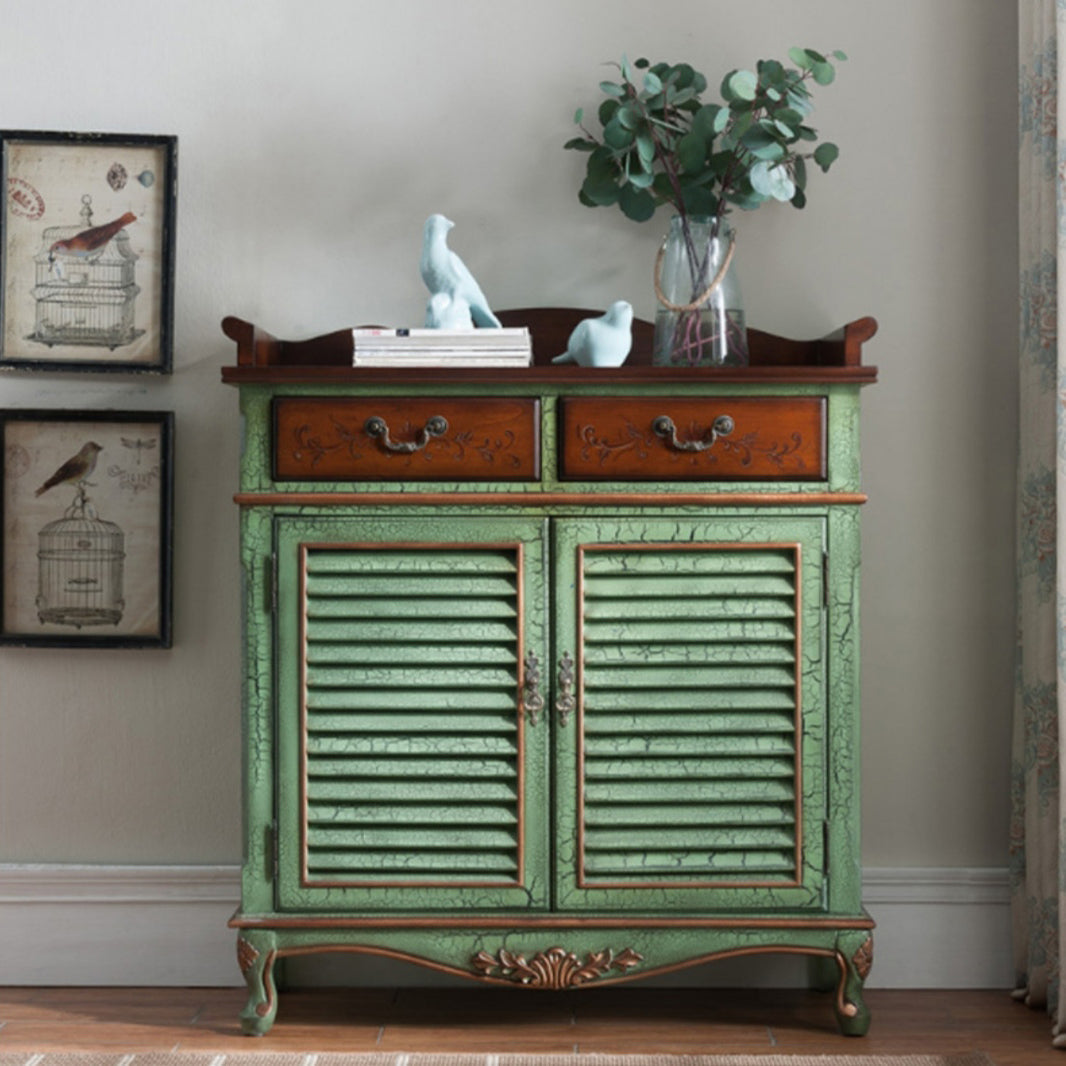 45.3 "de alto 2 - gabinete de puertas de mediados de siglo gabinete de almacenamiento de madera desgastada con 2 cajones