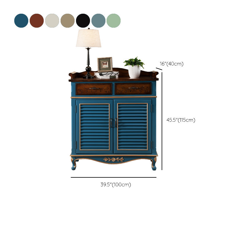 45.3 "de alto 2 - gabinete de puertas de mediados de siglo gabinete de almacenamiento de madera desgastada con 2 cajones