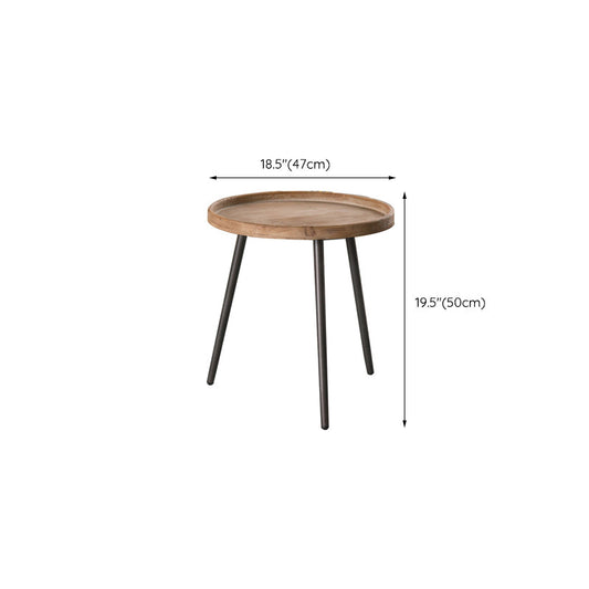 素朴なソリッドウッド3脚トレイトップラウンド苦しんでいるリビングルームサイドテーブル