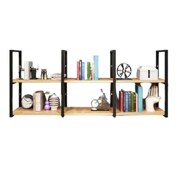 Metal and Wooden Shelf Bookcase Modern Wall Mounted Natural Bookshelf for Study Room
