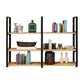 Metal and Wooden Shelf Bookcase Modern Wall Mounted Natural Bookshelf for Study Room