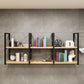 Metal and Wooden Shelf Bookcase Modern Wall Mounted Natural Bookshelf for Study Room