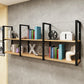 Metal and Wooden Shelf Bookcase Modern Wall Mounted Natural Bookshelf for Study Room