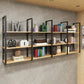 Metal and Wooden Shelf Bookcase Modern Wall Mounted Natural Bookshelf for Study Room