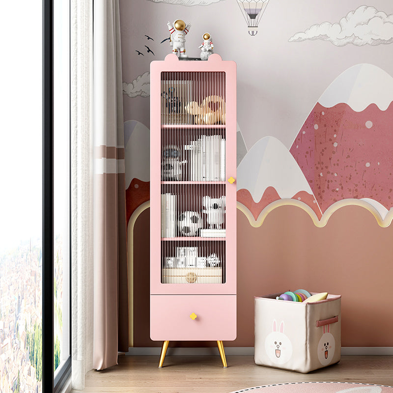 Eigentijdse boekenkast gesloten terug verticale plank boekenkast met ladeopslag