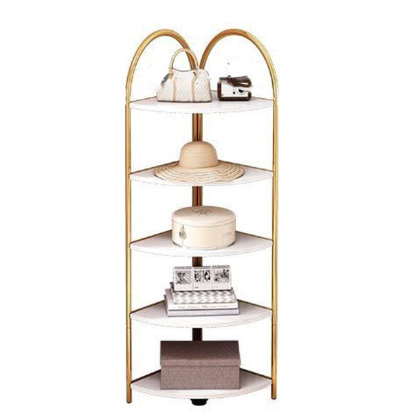 Modern Metal Shelf Bookcase Open Shelf Book Shelf for Living Room 11.8"L x 11.8"W x 55.9"H White-Gold Clearhalo 'Bookcases' 'furn' 'furn_bookcases' 'Furniture' 'Office Furniture' 6291101
