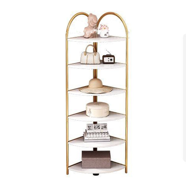 Modern Metal Shelf Bookcase Open Shelf Book Shelf for Living Room 16"L x 16"W x 68"H White-Gold Clearhalo 'Bookcases' 'furn' 'furn_bookcases' 'Furniture' 'Office Furniture' 6291103