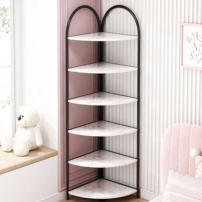 Modern Metal Shelf Bookcase Open Shelf Book Shelf for Living Room 16"L x 16"W x 68"H White-Black Clearhalo 'Bookcases' 'furn' 'furn_bookcases' 'Furniture' 'Office Furniture' 6291104