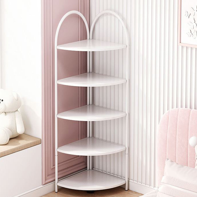 Modern Metal Shelf Bookcase Open Shelf Book Shelf for Living Room 11.8"L x 11.8"W x 55.9"H White Clearhalo 'Bookcases' 'furn' 'furn_bookcases' 'Furniture' 'Office Furniture' 6291105
