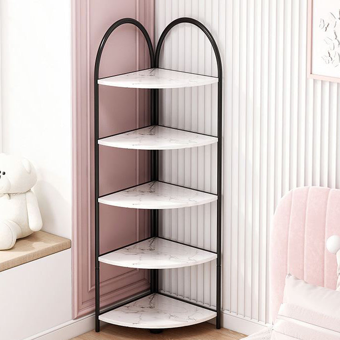 Modern Metal Shelf Bookcase Open Shelf Book Shelf for Living Room 11.8"L x 11.8"W x 55.9"H White-Black Clearhalo 'Bookcases' 'furn' 'furn_bookcases' 'Furniture' 'Office Furniture' 6291106