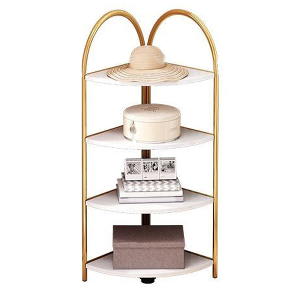 Modern Metal Shelf Bookcase Open Shelf Book Shelf for Living Room 11.8"L x 11.8"W x 43.7"H White-Gold Clearhalo 'Bookcases' 'furn' 'furn_bookcases' 'Furniture' 'Office Furniture' 6291107