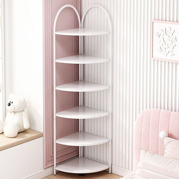 Modern Metal Shelf Bookcase Open Shelf Book Shelf for Living Room 11.8"L x 11.8"W x 68.1"H White Clearhalo 'Bookcases' 'furn' 'furn_bookcases' 'Furniture' 'Office Furniture' 6291112