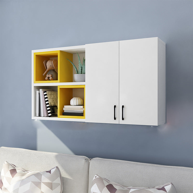 Modern Floating Bookshelf Wooden Wall Mounted Bookcase Shelves Included for Home 47.2"L x 9.4"W x 25.6"H White-Yellow Clearhalo 'Bookcases' 'furn' 'furn_bookcases' 'Furniture' 'Office Furniture' 6291220