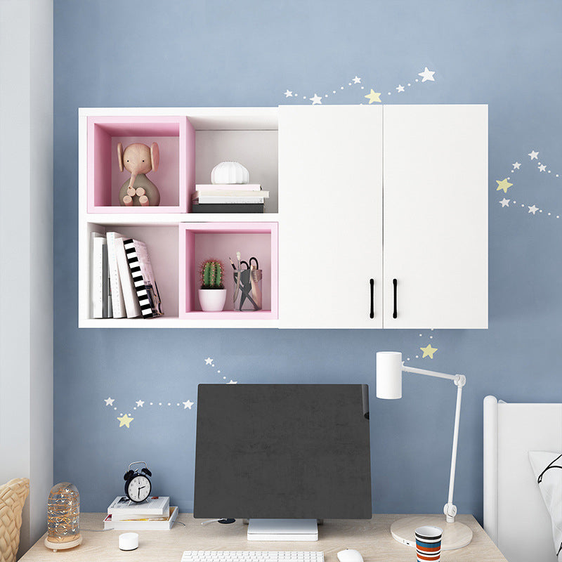 Modern Floating Bookshelf Wooden Wall Mounted Bookcase Shelves Included for Home 47.2"L x 9.4"W x 25.6"H White-Pink Clearhalo 'Bookcases' 'furn' 'furn_bookcases' 'Furniture' 'Office Furniture' 6291223