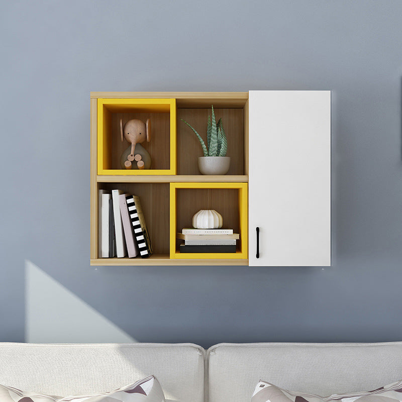 Modern Floating Bookshelf Wooden Wall Mounted Bookcase Shelves Included for Home 35.4"L x 9.4"W x 25.6"H Natural Clearhalo 'Bookcases' 'furn' 'furn_bookcases' 'Furniture' 'Office Furniture' 6291226