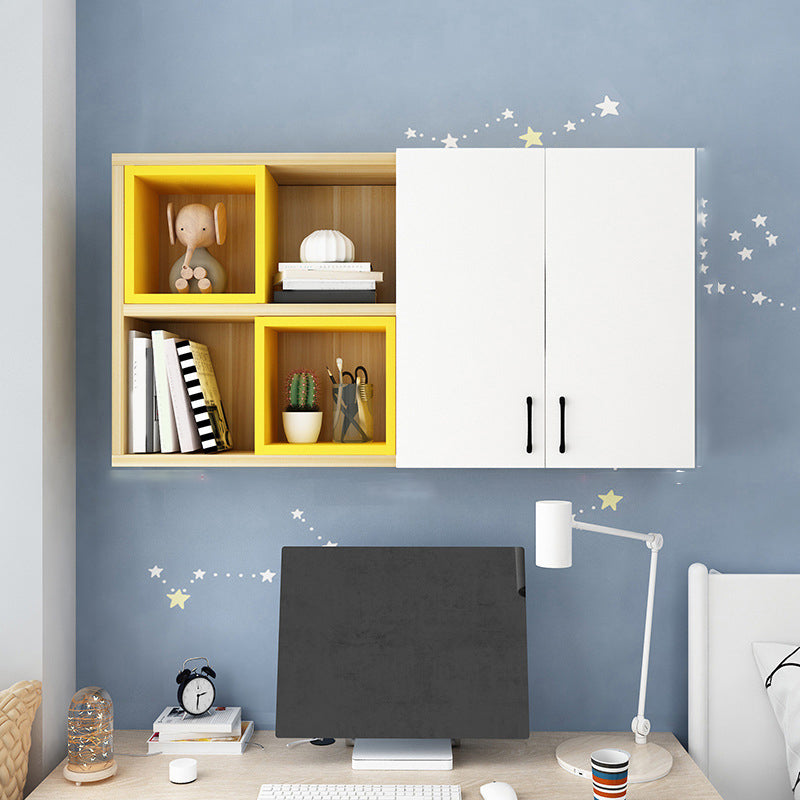 Modern Floating Bookshelf Wooden Wall Mounted Bookcase Shelves Included for Home 47.2"L x 9.4"W x 25.6"H Natural Clearhalo 'Bookcases' 'furn' 'furn_bookcases' 'Furniture' 'Office Furniture' 6291231