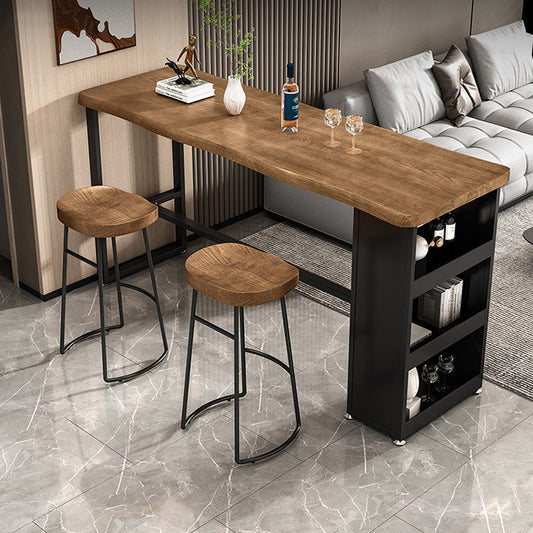 Rectangular Pub Dining Set 1/3/4 Pieces Solid Wood Bar Stool and Table Set