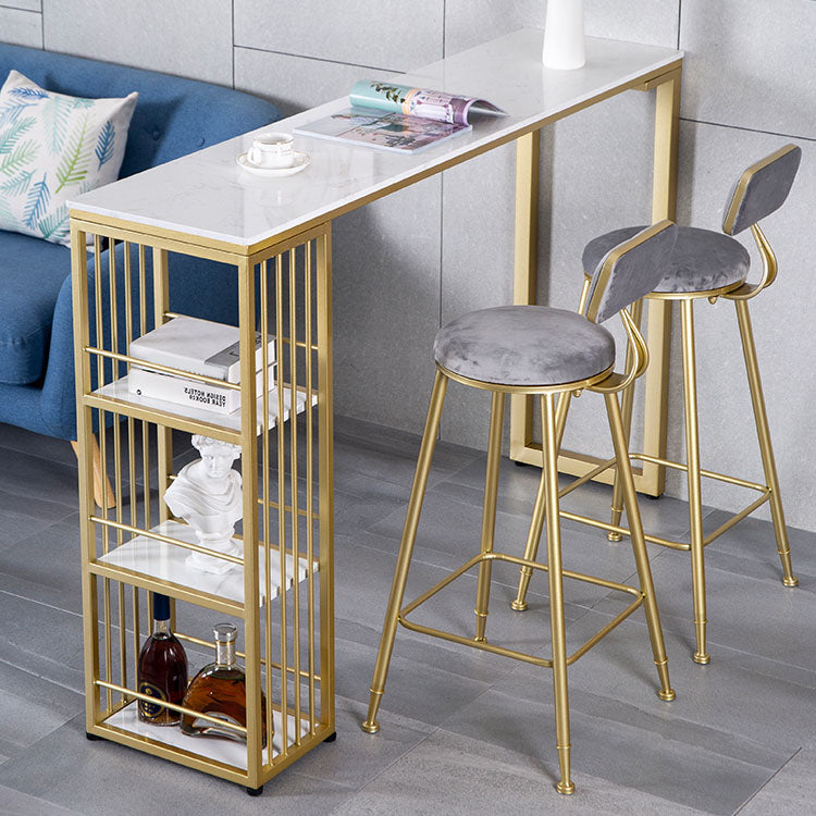 Industrial Bar Table Set 1/3 Pieces Faux Marble Rectangle Table and Stool Set