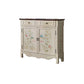 2 - Drawer Distressed Wood Cabinet 40.9" W Hand Painted Door Storage Cabinet