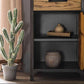 Metal & Wood Accent Cabinet Industrial Style Glass Paned Storage Cabinet