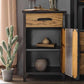 Metal & Wood Accent Cabinet Industrial Style Glass Paned Storage Cabinet