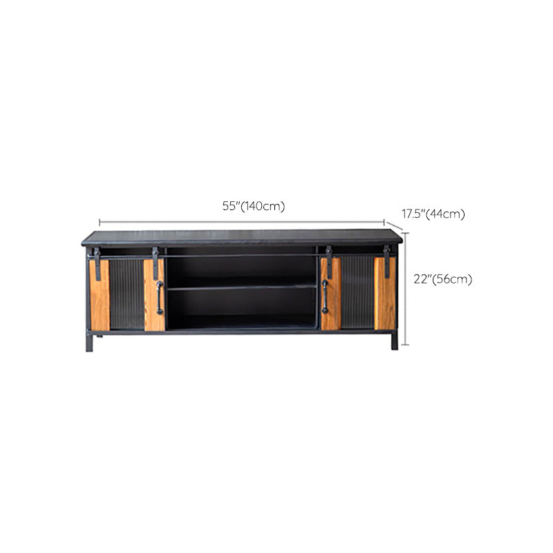 Metal & Wood Accent Cabinet Industrial Style Glass Paned Storage Cabinet