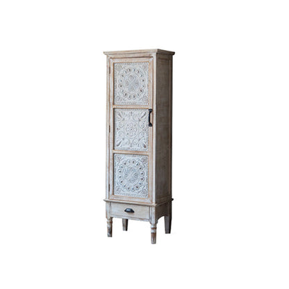 Industrial Distressed Wood Cabinet 1/2 - Drawer Solid Wood Storage Cabinet in White 21.7"L x 13.8"W x 63"H