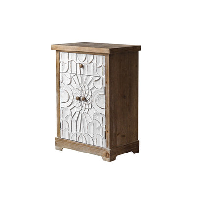 Industrial Distressed Wood Cabinet 1/2 - Drawer Solid Wood Storage Cabinet in White