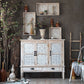 Industrial Distressed Wood Cabinet 1/2 - Drawer Solid Wood Storage Cabinet in White