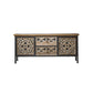 Metal and Distressed Wood Accent Cabinet Industrial Style Fretwork Chest