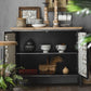 Metal and Distressed Wood Accent Cabinet Industrial Style Fretwork Chest