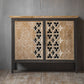 Metal and Distressed Wood Accent Cabinet Industrial Style Fretwork Chest