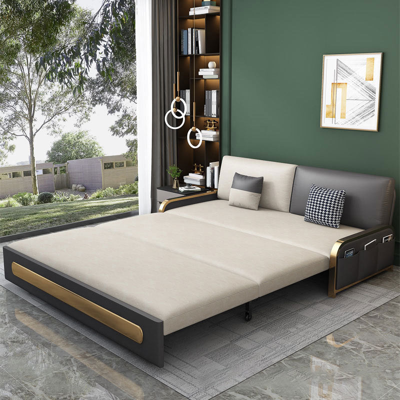 Contemporary 35.43" H Faux Leather Armless Sofa Bed For Living Room Storage Not Included Clearhalo 'furn' 'furn_sofas' 'Furniture' 'Living Room Furniture' 'Sofa' 'sofas' 6292272