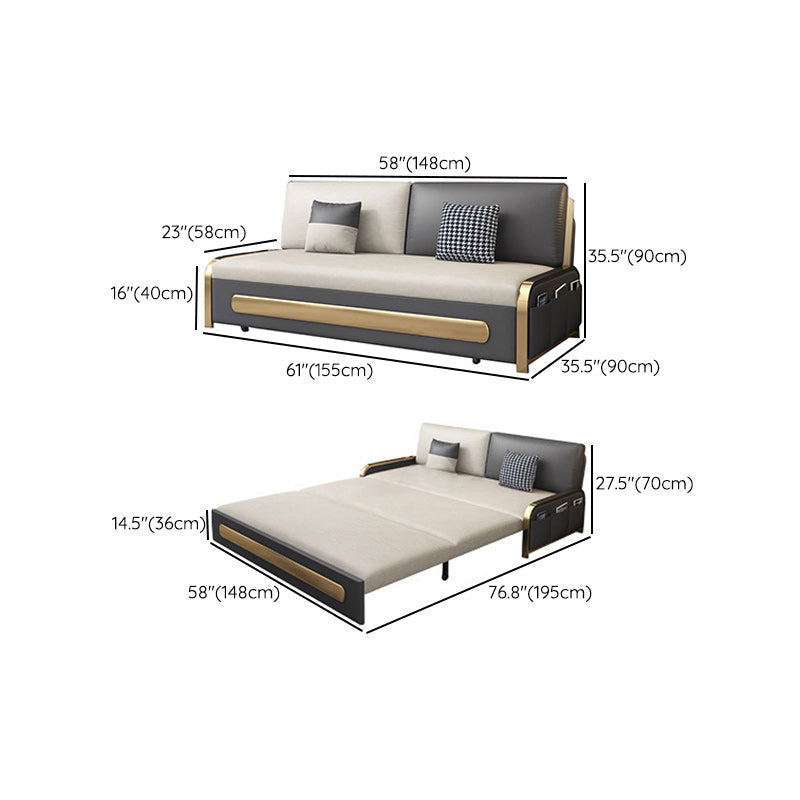 Contemporary 35.43" H Faux Leather Armless Sofa Bed For Living Room Clearhalo 'furn' 'furn_sofas' 'Furniture' 'Living Room Furniture' 'Sofa' 'sofas' 6292280