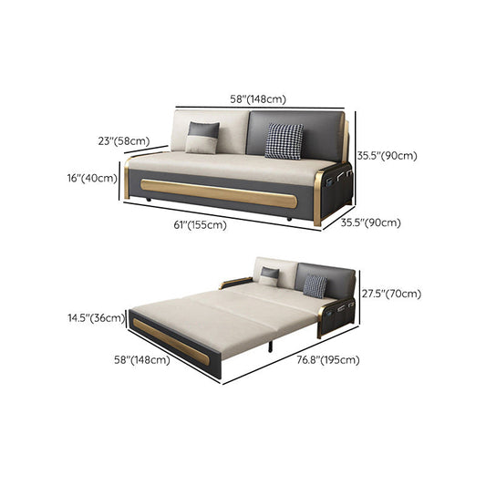 Contemporary 35.43" H Faux Leather Armless Sofa Bed For Living Room Clearhalo 'furn' 'furn_sofas' 'Furniture' 'Living Room Furniture' 'Sofa' 'sofas' 6292280