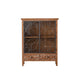 Distressed Brown Drawers Included Cabinet Glass Paned Wood & Iron Accent Cabinet