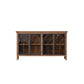 Distressed Brown Drawers Included Cabinet Glass Paned Wood & Iron Accent Cabinet