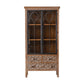 Distressed Brown Drawers Included Cabinet Glass Paned Wood & Iron Accent Cabinet